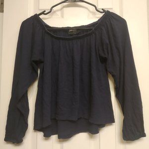 Nasty Gal Off-the-Shoulder Navy Blue Crop Top